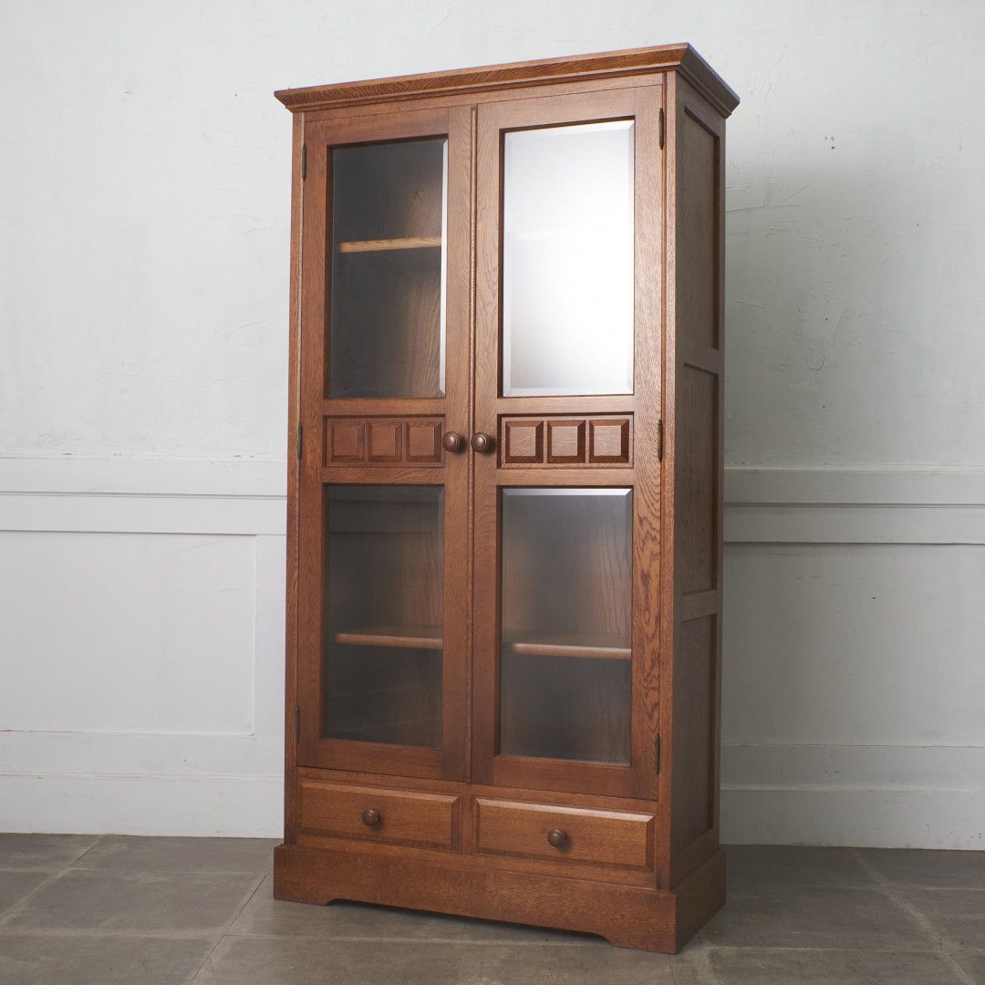 旭川家具 オーク 無垢材 本棚 書棚 ブックシェルフ 飾り棚 食器棚 収納