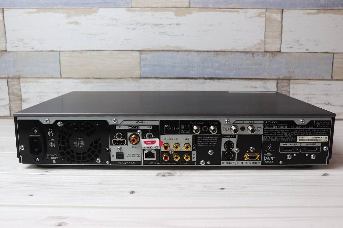 良品 フラッグシップモデル SONY ブルーレイレコーダー BDZ-AX2700T