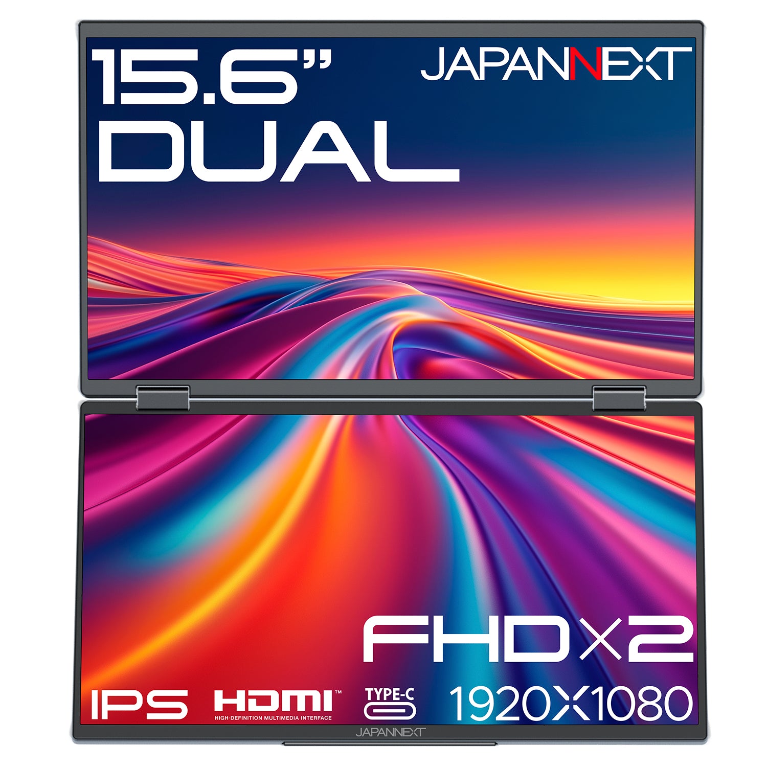 JAPANNEXT 15.6インチ IPSパネルx2搭載 フルHD(1920x1080)解像度