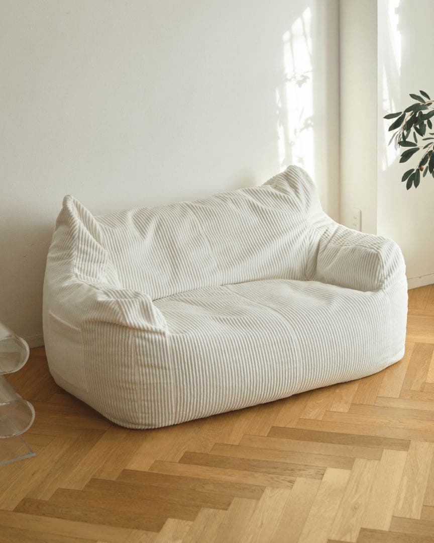 【特価】LOOSY ２人掛け ビーズソファ ivory HUGME LOOSY 2人掛けビーズソファ Ivory｜2人用ソファ おしゃれ 一人暮らし