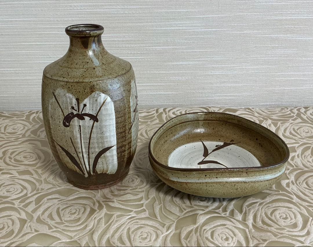 宸山窯 陶器 花瓶 皿 2点セット - メルカリ